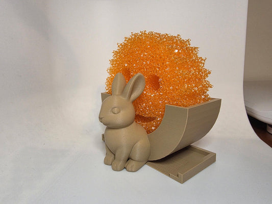 HoneyBunny3D Bunny Scrub Daddy holder with drain, cute bunny-shaped kitchen accessory for organizing scrub sponges.