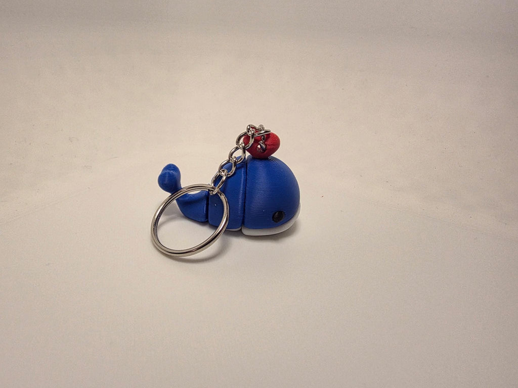 Blue Whale with Red Heart Charm - Keychain - Keys/Backpacks/Bags