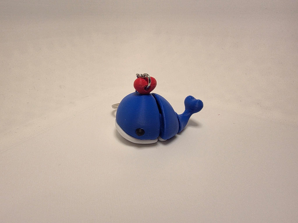 Blue Whale with Red Heart Charm - Keychain - Keys/Backpacks/Bags