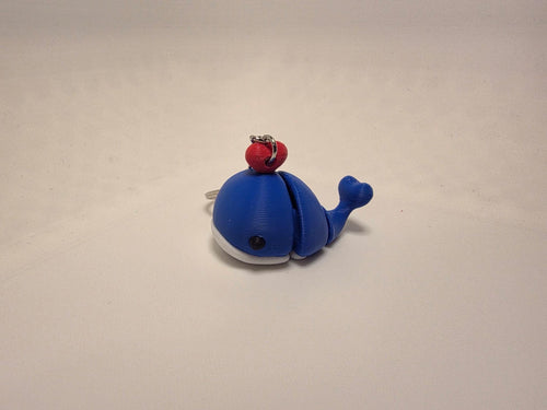 Blue Whale with Red Heart Charm - Keychain - Keys/Backpacks/Bags