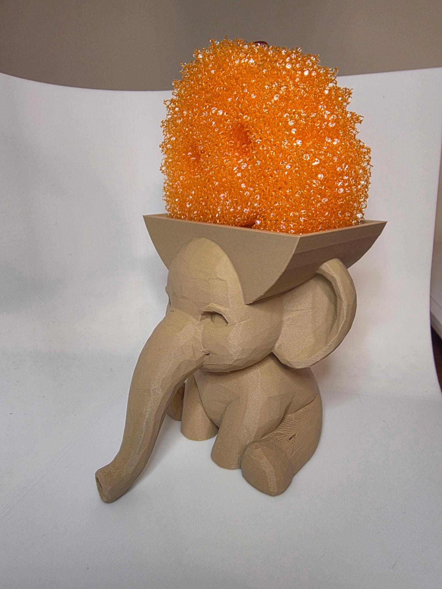 HoneyBunny3D Ella the Elephant Scrub Daddy holder with drain, colorful plastic kitchen organizer featuring an elephant design.