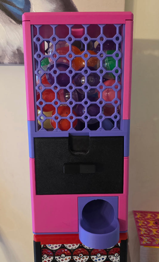 HoneyBunny3D Gachapop Lite vending machine with 30 colorful 2-inch balls for dispensing fun, compact arcade toy display.