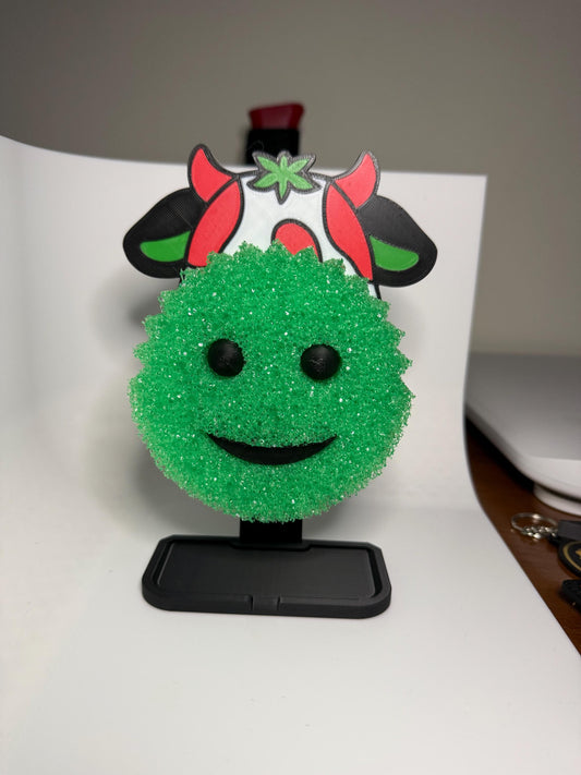HoneyBunny3D Strawberry Cow Scrub Daddy holder with bright red strawberry and cow design for kitchen or bathroom organization.