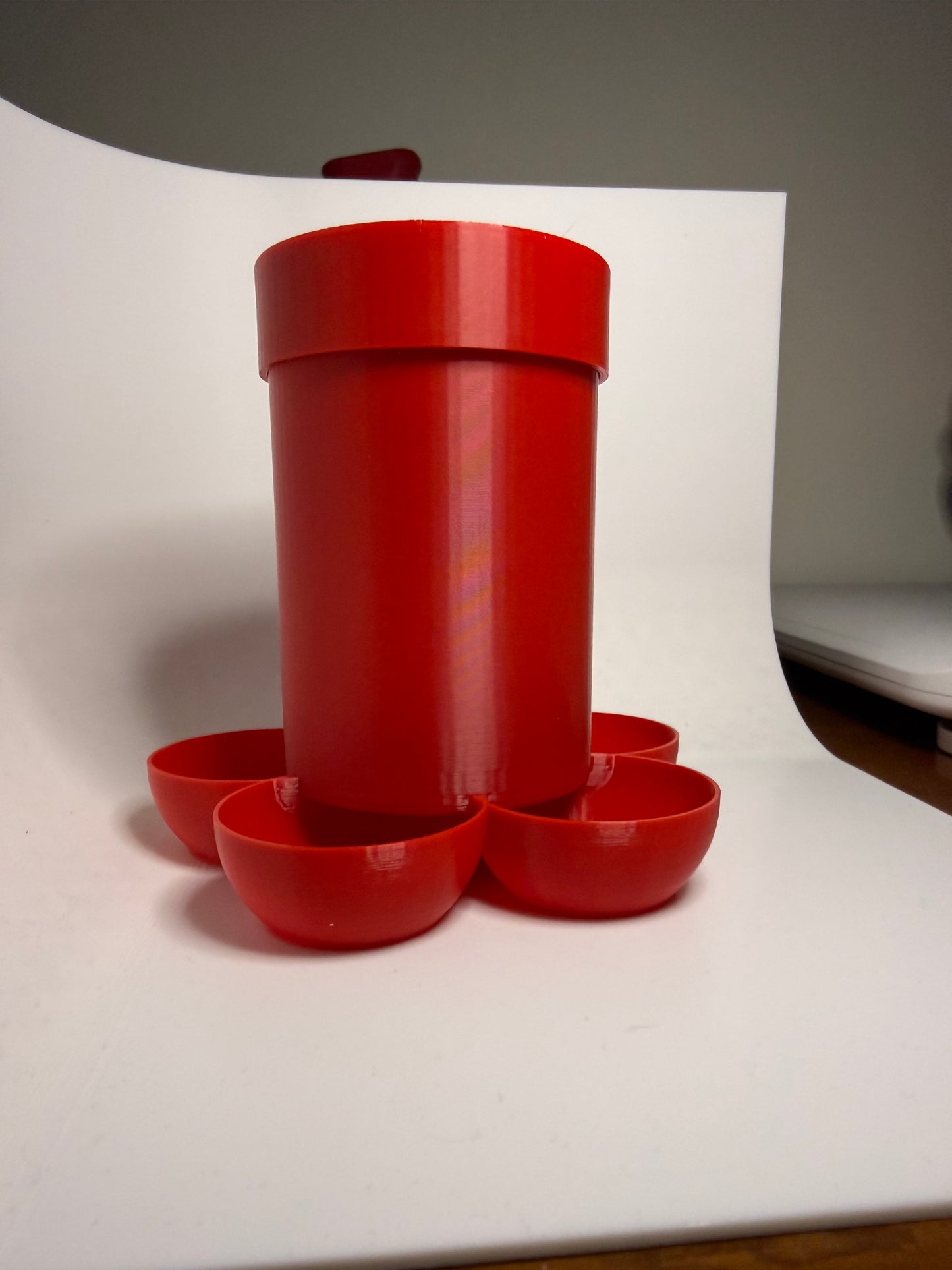 Small Chick Feeder by HoneyBunny3D showing a compact plastic poultry feeder with multiple feeding ports for young chicks.