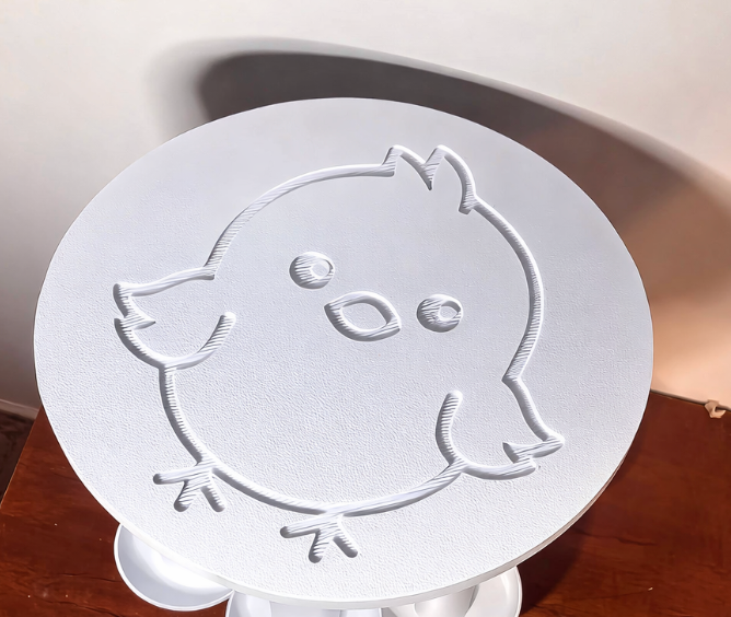 Large 3qt (12-cup) Chick Feeder by HoneyBunny3D, showing the plastic poultry feeder with multiple feeding ports and smooth design.
