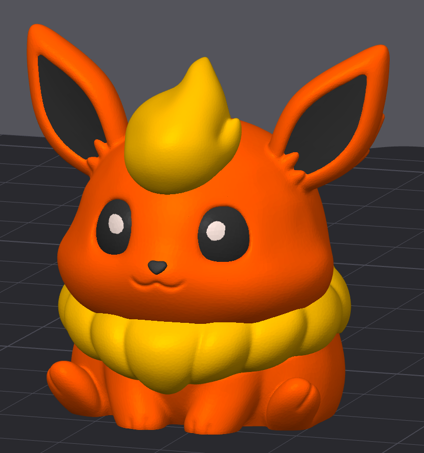 Screenshot of MiniMon toy by HoneyBunny3D, showing a colorful, small plush monster with big eyes and playful features.