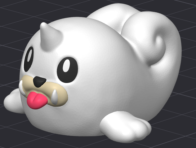 Screenshot showing the HoneyBunny3D MiniMon digital toy with colorful LED lights and compact design in a playful setting.