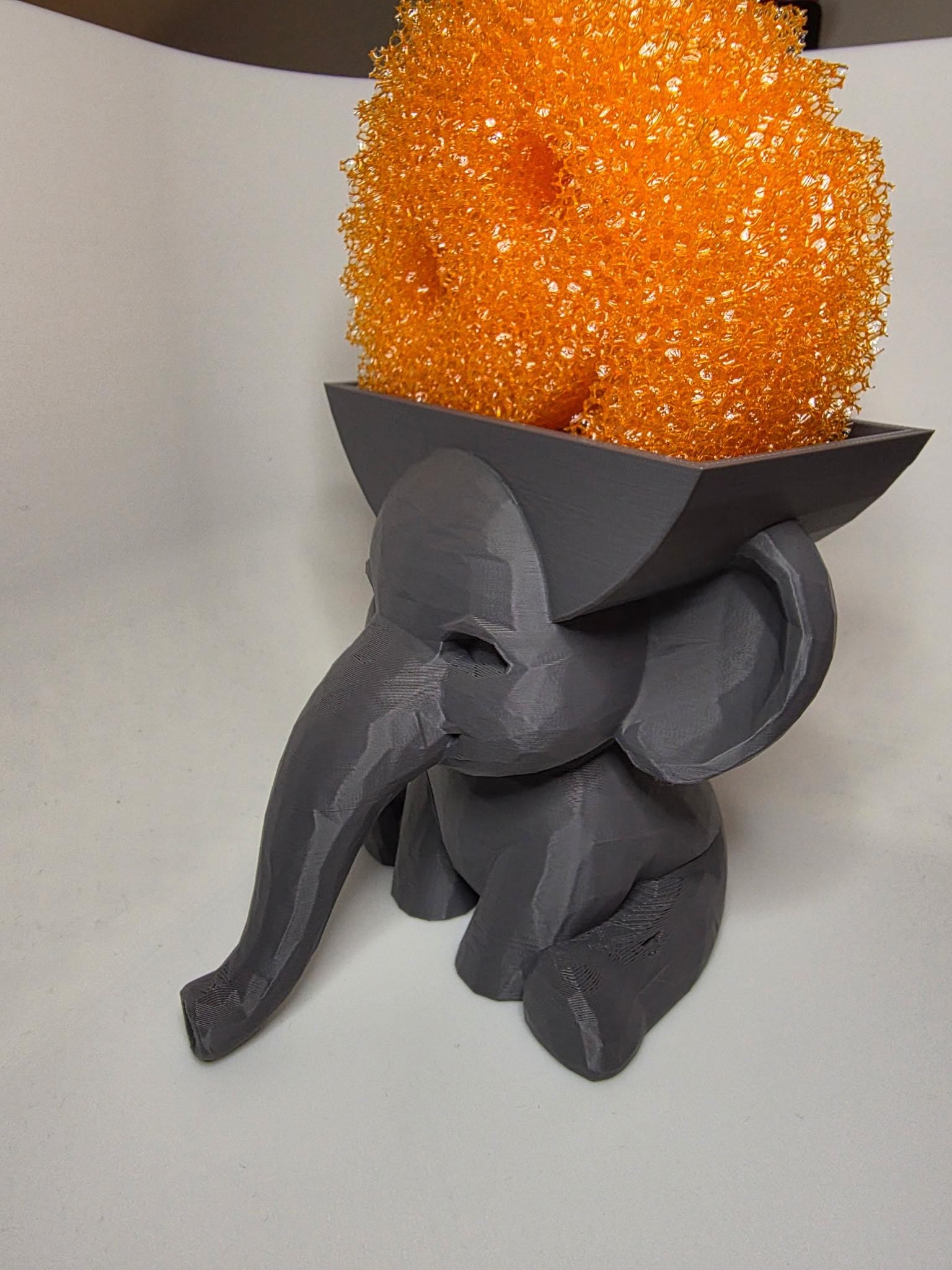 HoneyBunny3D Ella the Elephant Scrub Daddy holder with drain, colorful elephant-shaped kitchen accessory for holding scrubbers.