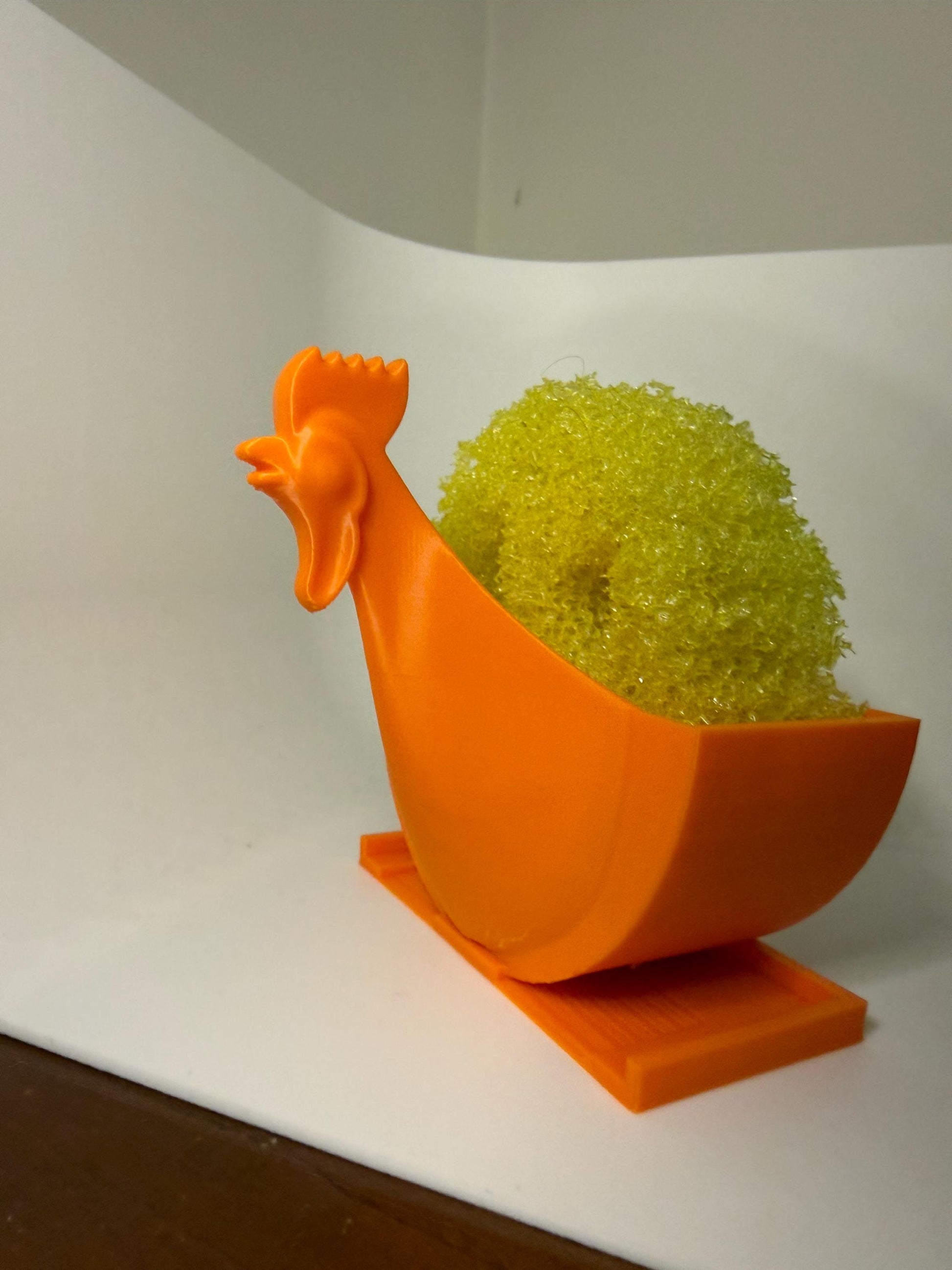 HoneyBunny3D Chicken Scrub Daddy holder with drain, durable kitchen tool organizer for holding scrub sponges and keeping countertops dry.
