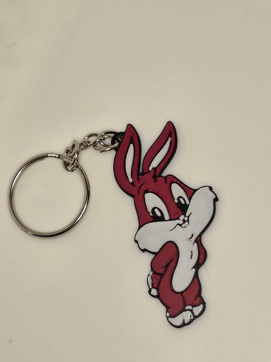 Red Bugs Bunny keychain charm from HoneyBunny3D featuring a detailed cartoon rabbit accessory.
